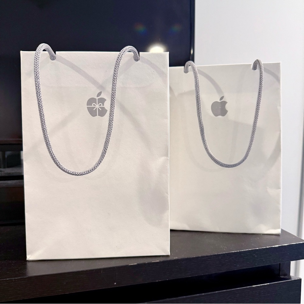 Apple Store Shopping Bags (Set of 2) - 8.5” x 6” x 3.25”